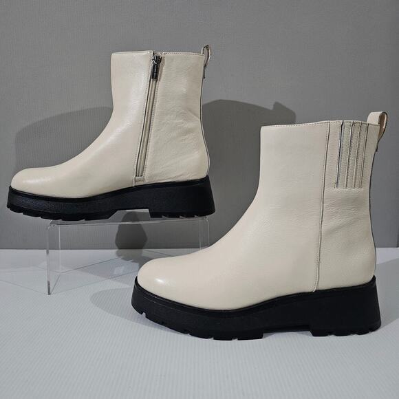 NEW Vince Camuto Neframes Ankle Boot Women 10 Cream Leather Chunky Sole Platform - Picture 2 of 16